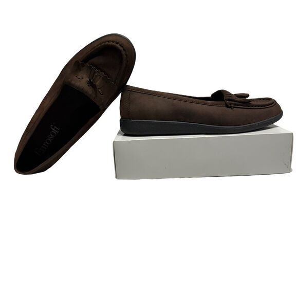 Eurosoft Brown Loafers Tassels Suede Leather Slip On Flats Comfort Mocs Size 7.5 - Picture 3 of 8